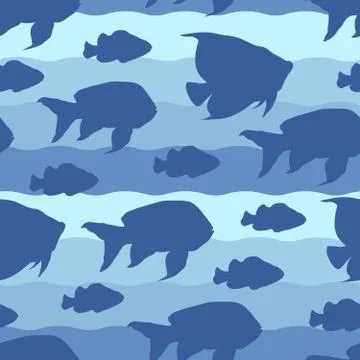 Seamless repeating pattern of fishes Stock Illustration