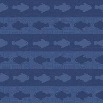 Seamless repeating pattern of fishes Stock Illustration