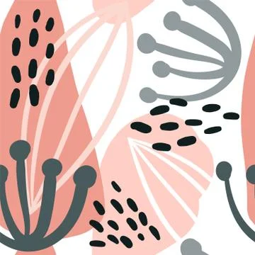 Seamless repeating pattern with floral elements in pastel colors Stock Illustration