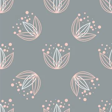 Seamless repeating pattern with floral elements in pastel colors Stock Illustration