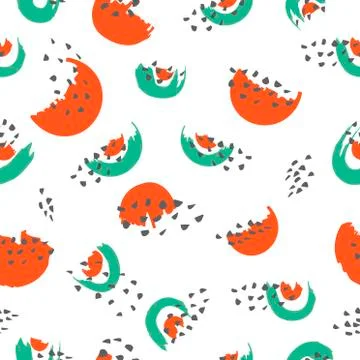 Seamless repeating pattern with hand drawn slices of watermelon Stock Illustration