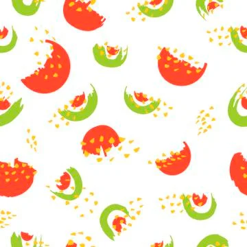 Seamless repeating pattern with hand drawn slices of watermelon Stock Illustration