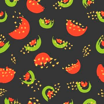 Seamless repeating pattern with hand drawn slices of watermelon Stock Illustration