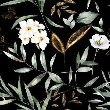 Seamless repeating pattern hand-drawn floral flower blossom Illustrazione stock