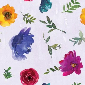 Seamless repeating pattern hand-drawn floral flower blossom Stock Illustration