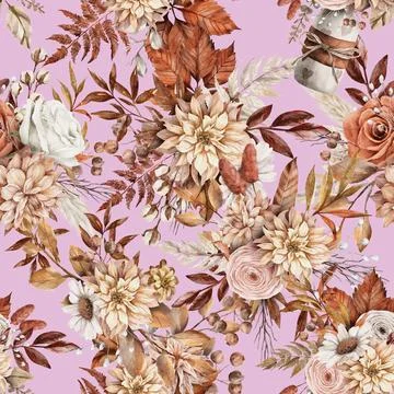 Seamless repeating pattern hand-drawn floral flower blossom Illustrazione stock