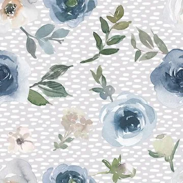Seamless repeating pattern hand-drawn floral flower blossom 스톡 일러스트