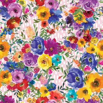 Seamless repeating pattern hand-drawn floral flower blossom Stock Illustration