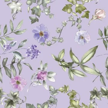 Seamless repeating pattern hand-drawn floral flower blossom イラスト素材