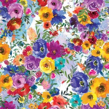 Seamless repeating pattern hand-drawn floral flower blossom Illustrazione stock