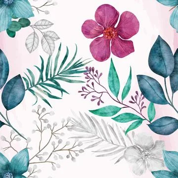 Seamless repeating pattern hand-drawn floral flower blossom Illustrazione stock