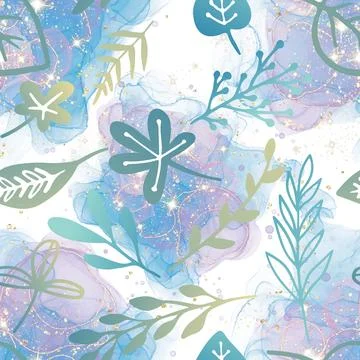 Seamless repeating pattern hand-drawn floral flower blossom Stock Illustration