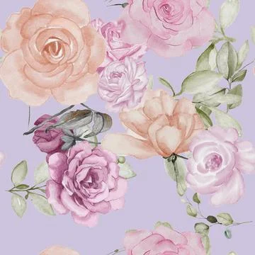 Seamless repeating pattern hand-drawn floral flower blossom Stock Illustration