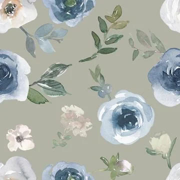 Seamless repeating pattern hand-drawn floral flower blossom Illustrazione stock