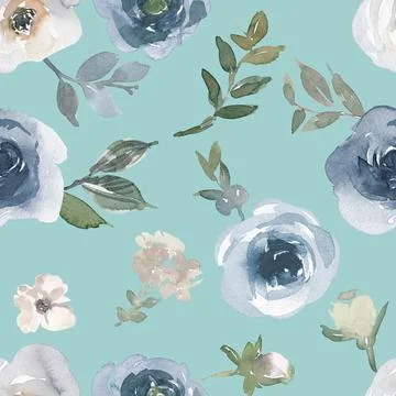 Seamless repeating pattern hand-drawn floral flower blossom Illustrazione stock