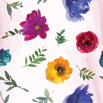 Seamless repeating pattern hand-drawn floral flower blossom 스톡 일러스트