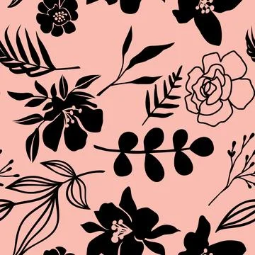 Seamless repeating pattern hand-drawn floral flower blossom Illustrazione stock