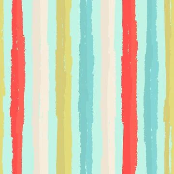 Seamless repeating pattern with hand drawn multicolored stripes with ragged.. Stock Illustration