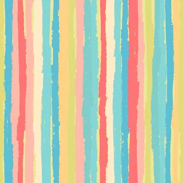 Seamless repeating pattern with hand drawn multicolored uneven stripes with r Stock Illustration