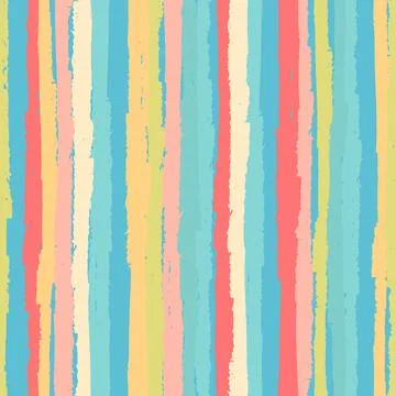 Seamless repeating pattern with hand drawn multicolored uneven stripes with r Stock Illustration