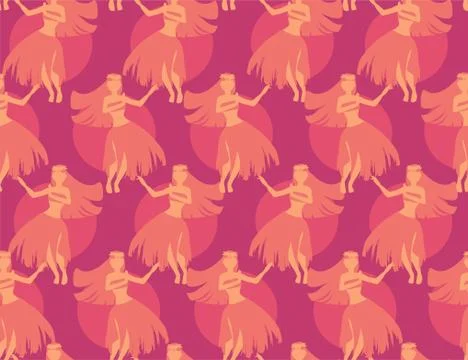 Seamless repeating pattern of hula dancers Stock Illustration