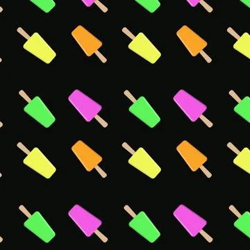 Seamless repeating pattern of ice cream lollipops of different colors Illustrazione stock