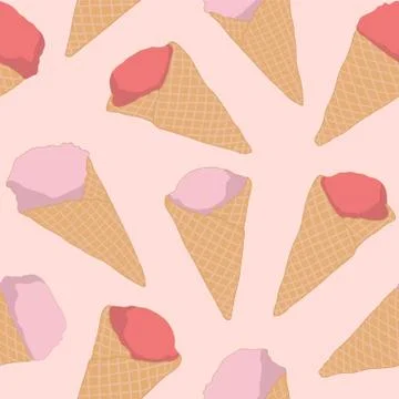 Seamless repeating pattern of an icecream cons Stock Illustration