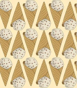 Seamless repeating pattern of an icecream cons 스톡 일러스트