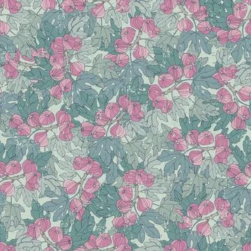 Seamless repeating pattern imitates an intricate tapestry showcasing nature's Stock Illustration