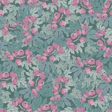Seamless repeating pattern imitates an intricate tapestry showcasing nature's Stock Illustration