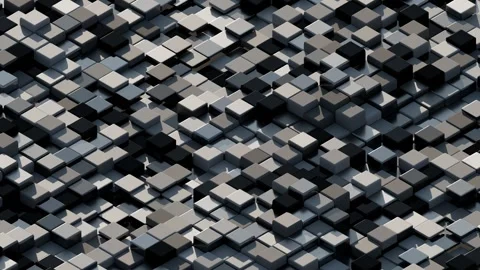 A seamless, repeating pattern of interlocking dark and light gray cubic blocks c Stock Footage 340237531
