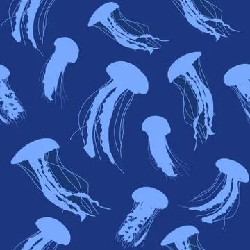 Seamless repeating pattern of jellyfishes Stock Illustration