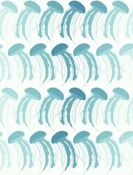 Seamless repeating pattern of jellyfishes Stock Illustration