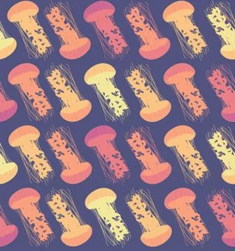 Seamless repeating pattern of jellyfishes Stock Illustration