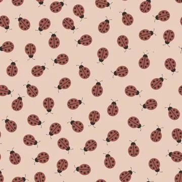 Seamless repeating pattern of ladybugs Stock Illustration