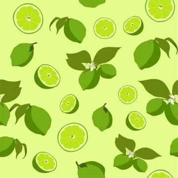 Seamless repeating pattern of limes Stock Illustration