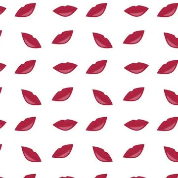 Seamless repeating pattern of lips on a white background Illustrazione stock
