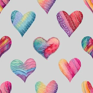 Seamless repeating pattern with lovely and cute romantic hearts Stock Illustration
