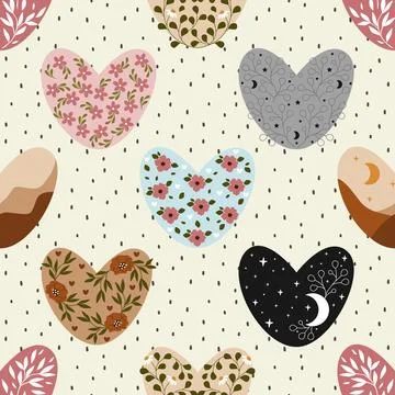 Seamless repeating pattern with lovely and cute romantic hearts Illustrazione stock
