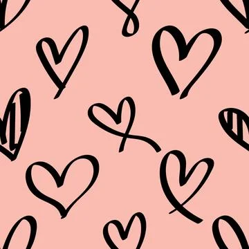 Seamless repeating pattern with lovely and cute romantic hearts Illustrazione stock