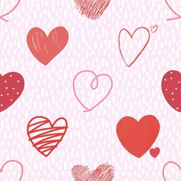Seamless repeating pattern with lovely and cute romantic hearts Illustrazione stock
