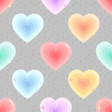 Seamless repeating pattern with lovely and cute romantic hearts Stock Illustration
