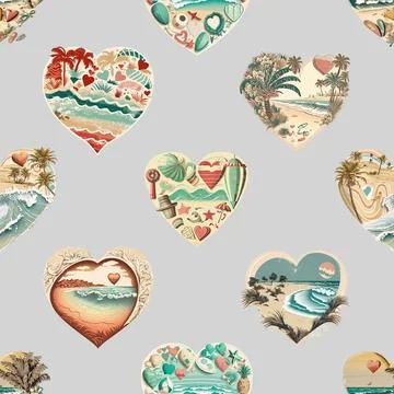 Seamless repeating pattern with lovely and cute romantic hearts Illustrazione stock