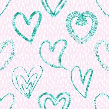 Seamless repeating pattern with lovely and cute romantic hearts Stock Illustration