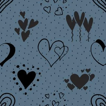 Seamless repeating pattern with lovely and cute romantic hearts Stock Illustration