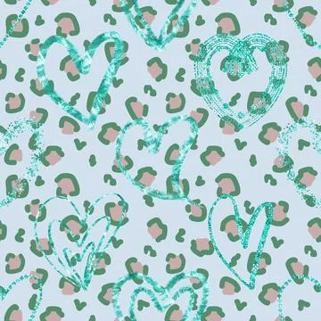 Seamless repeating pattern with lovely and cute romantic hearts Illustrazione stock