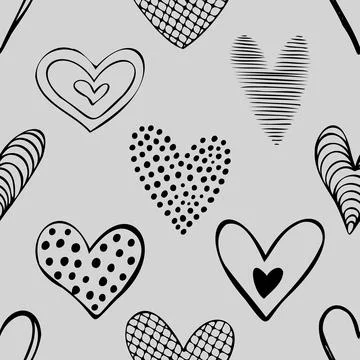 Seamless repeating pattern with lovely and cute romantic hearts Stock Illustration