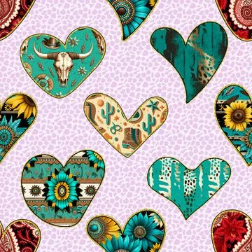 Seamless repeating pattern with lovely and cute romantic hearts Illustrazione stock