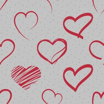 Seamless repeating pattern with lovely and cute romantic hearts Illustrazione stock