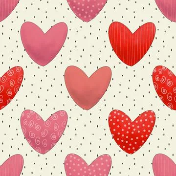 Seamless repeating pattern with lovely and cute romantic hearts Illustrazione stock